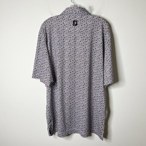 FootJoy Black and White Patterned Polo Shirt - Picture 6 of 9